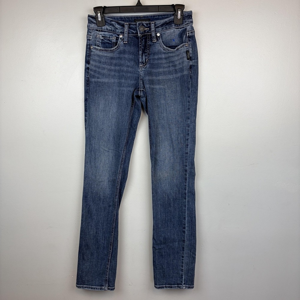 Silver Jeans Co Suki Straight Jeans Womens 26x31 Blue Medium‎ Wash Stretch Denim